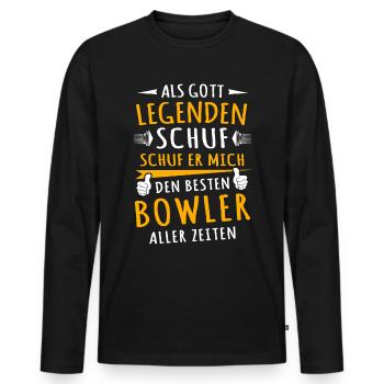 Bowler - Männer Premium Bio Langarmshirt - Schwarz - Vorne - Nico (187cm)