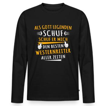 Cavaliers de l’Ouest - T-shirt manches longues Premium bio Homme - noir - Devant - Nico (187cm)