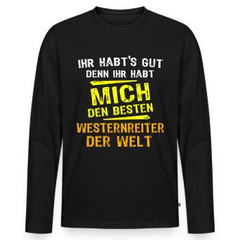 Western Rider Gift - Men's Premium Organic Long Sleeve Shirt - black - Front - Nico (187cm)