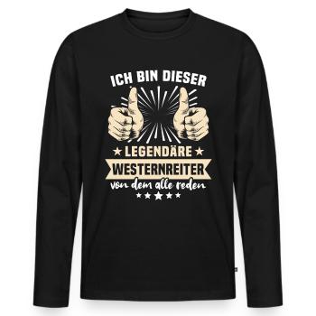 Dictons du Western Rider - T-shirt manches longues Premium bio Homme - noir - Devant - Nico (187cm)