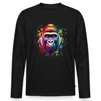 Cardio Berggorilla EKG - Männer Premium Bio Langarmshirt - Schwarz - Vorne - Nico (187cm)