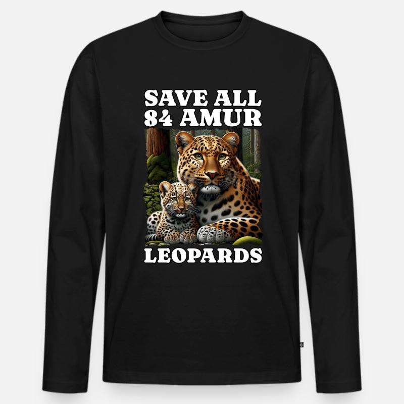 Save Amurleopard - Männer Premium Bio Langarmshirt - Schwarz