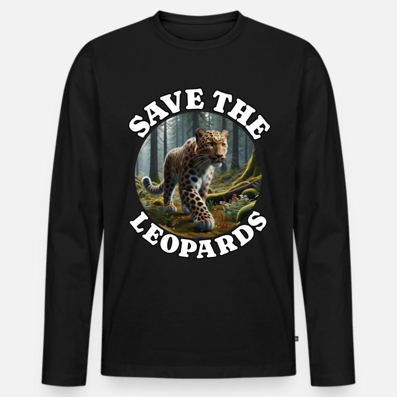Amurleopard - Männer Premium Bio Langarmshirt - Schwarz