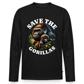 Gorille de montagne - T-shirt manches longues Premium bio Homme - noir - Devant - Nico (187cm)