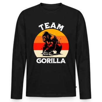 Drôles de dictons de gorille de montagne - T-shirt manches longues Premium bio Homme - noir - Devant - Nico (187cm)
