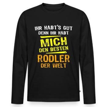 Tobogganer Gift - Men's Premium Organic Long Sleeve Shirt - black - Front - Nico (187cm)