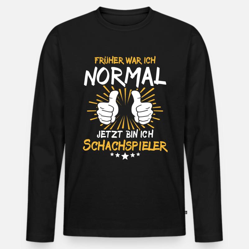 Schachspieler Spruch - Männer Premium Bio Langarmshirt - Schwarz