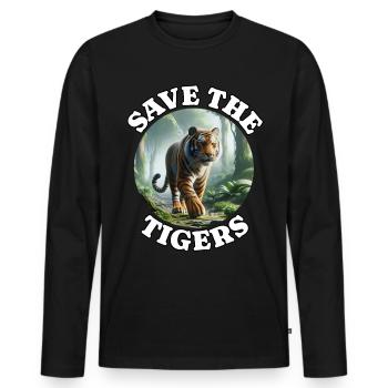 Sumatra Tiger - Männer Premium Bio Langarmshirt - Schwarz - Vorne - Nico (187cm)