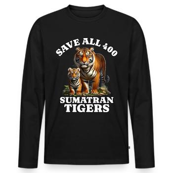 Save Sumatra Tiger - Männer Premium Bio Langarmshirt - Schwarz - Vorne - Nico (187cm)