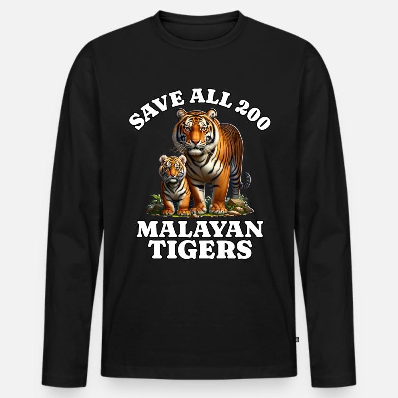 Save Malaysia Tiger - Männer Premium Bio Langarmshirt - Schwarz