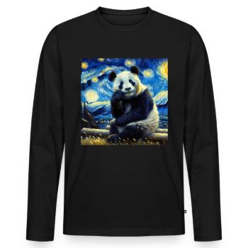 Panda Bear Starry Night Panda - Men's Premium Organic Long Sleeve Shirt - black - Front - Nico (187cm)