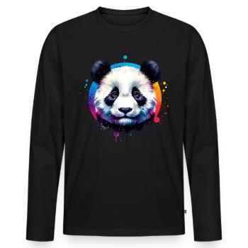 Panda - T-shirt manches longues Premium bio Homme - noir - Devant - Nico (187cm)