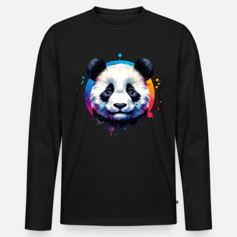 Pandabär - Männer Premium Bio Langarmshirt - Schwarz