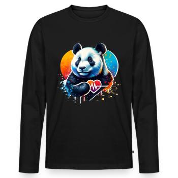 Cardio Pandabär EKG Panda - Männer Premium Bio Langarmshirt - Schwarz - Vorne - Nico (187cm)