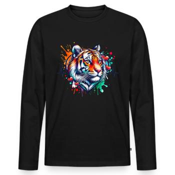 Cardio Sumatra Tiger EKG - Männer Premium Bio Langarmshirt - Schwarz - Vorne - Nico (187cm)