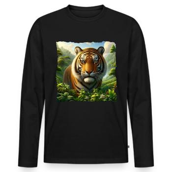 Sumatra Tiger - Männer Premium Bio Langarmshirt - Schwarz - Vorne - Nico (187cm)