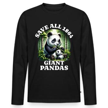 Panda Save Pandabär - Männer Premium Bio Langarmshirt - Schwarz - Vorne - Nico (187cm)