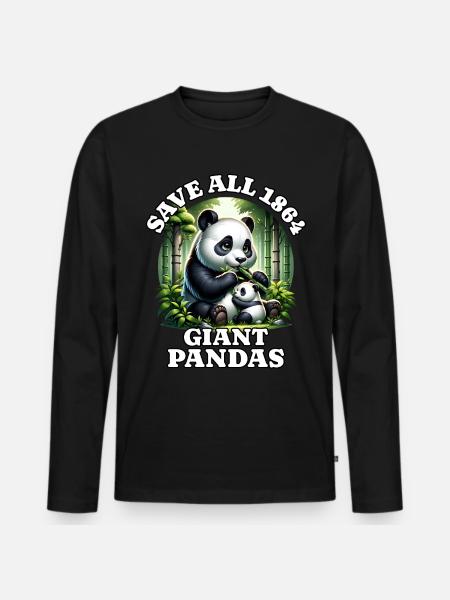 Panda Save Pandabär - Männer Premium Bio Langarmshirt - Schwarz