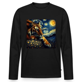 Malaysia Tiger Starry Night - Men's Premium Organic Long Sleeve Shirt - black - Front - Nico (187cm)