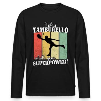 Drôle de dicton Tamburello - T-shirt manches longues Premium bio Homme - noir - Devant - Nico (187cm)