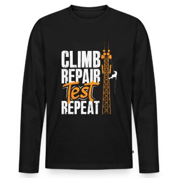 Tower Climber Technician Tower Worker - Men's Premium Organic Long Sleeve Shirt - black - Front - Nico (187cm)
