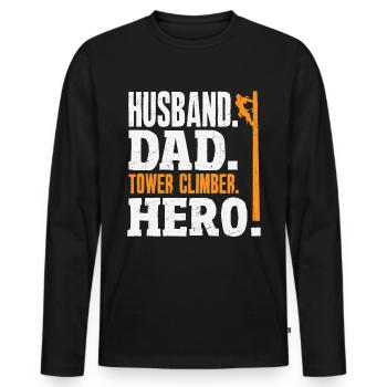 Tower Climber Technician Tower Worker - Men's Premium Organic Long Sleeve Shirt - black - Front - Nico (187cm)