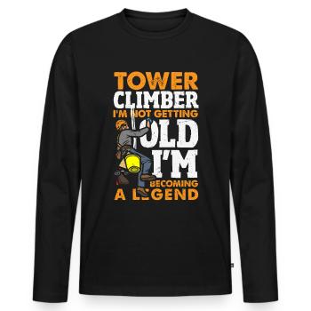 Tower Climber Technician Tower Worker - Men's Premium Organic Long Sleeve Shirt - black - Front - Nico (187cm)