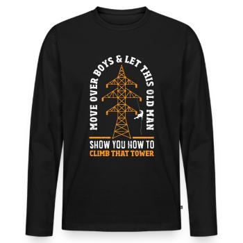 Tower Climber Technician Tower Worker - Men's Premium Organic Long Sleeve Shirt - black - Front - Nico (187cm)