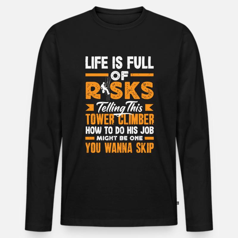 Turmkletterer-techniker Turmarbeiter - Männer Premium Bio Langarmshirt - Schwarz