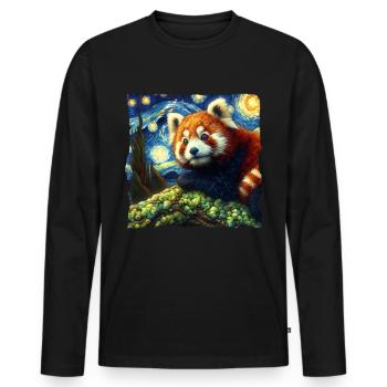 Red Panda Starry Night - Men's Premium Organic Long Sleeve Shirt - black - Front - Nico (187cm)