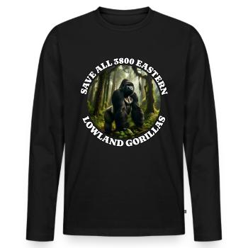 Save Gray Gorilla - Men's Premium Organic Long Sleeve Shirt - black - Front - Nico (187cm)