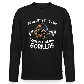 Gray Gorilla Heart Line - Men's Premium Organic Long Sleeve Shirt - black - Front - Nico (187cm)