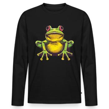 Frogs Catch Frog Hunter Frog Catcher - Men's Premium Organic Long Sleeve Shirt - black - Front - Nico (187cm)