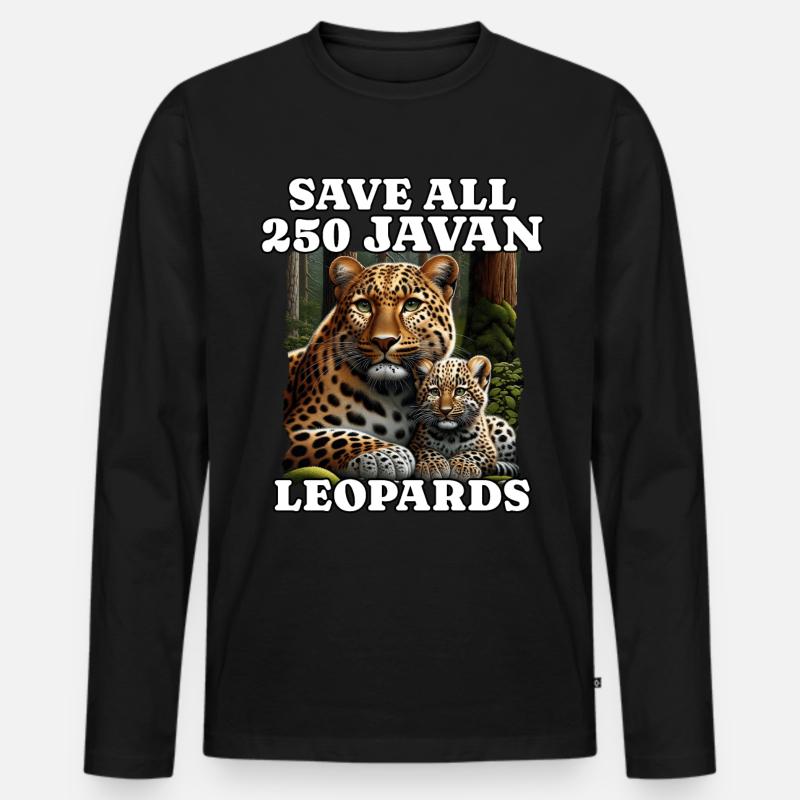 Save Java Leopard - Männer Premium Bio Langarmshirt - Schwarz