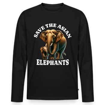 Asian elephant - Men's Premium Organic Long Sleeve Shirt - black - Front - Nico (187cm)