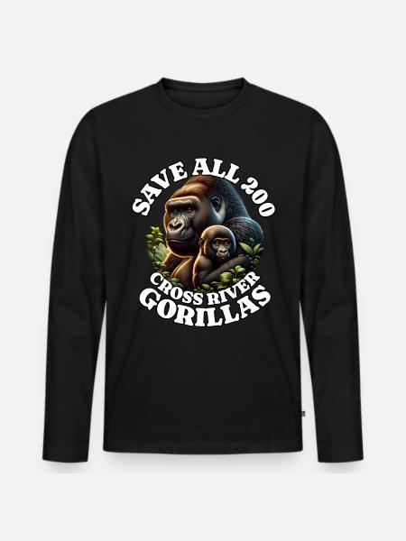 Save Cross River Gorilla - Männer Premium Bio Langarmshirt - Schwarz