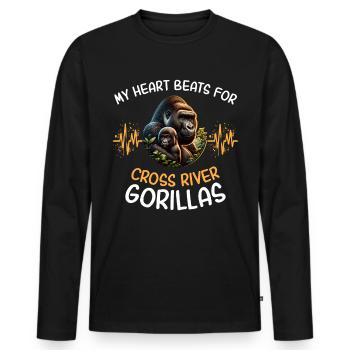 Cross River Gorilla Heart Line - T-shirt manches longues Premium bio Homme - noir - Devant - Nico (187cm)