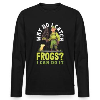 Amphibious Frog Hunter Enthusiast Frog - Men's Premium Organic Long Sleeve Shirt - black - Front - Nico (187cm)