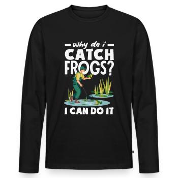Amphibious Frog Hunter Enthusiast Frog - Men's Premium Organic Long Sleeve Shirt - black - Front - Nico (187cm)