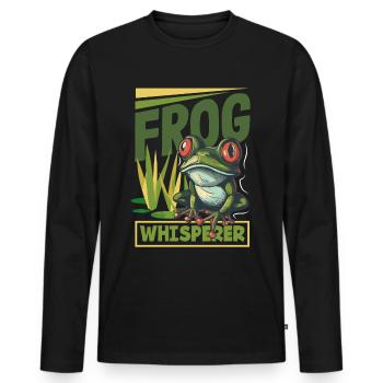 Amphibious Frog Hunter Enthusiast Frog - Men's Premium Organic Long Sleeve Shirt - black - Front - Nico (187cm)
