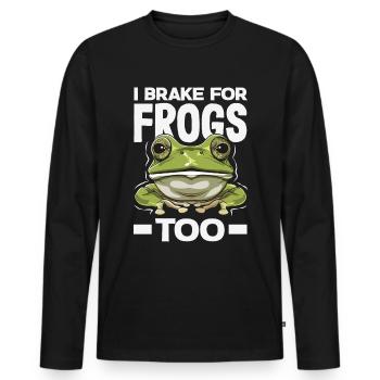 Amphibious Frog Hunter Enthusiast Frog - Men's Premium Organic Long Sleeve Shirt - black - Front - Nico (187cm)