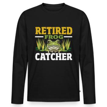 Amphibious Frog Hunter Enthusiast Frog - Men's Premium Organic Long Sleeve Shirt - black - Front - Nico (187cm)