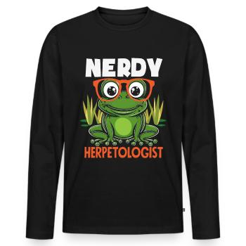 Amphibious Frog Hunter Enthusiast Frog - Men's Premium Organic Long Sleeve Shirt - black - Front - Nico (187cm)