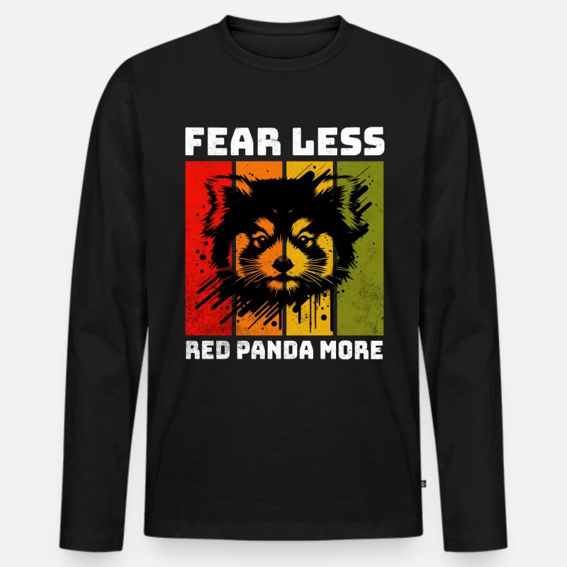 Roter Panda - Männer Premium Bio Langarmshirt - Schwarz