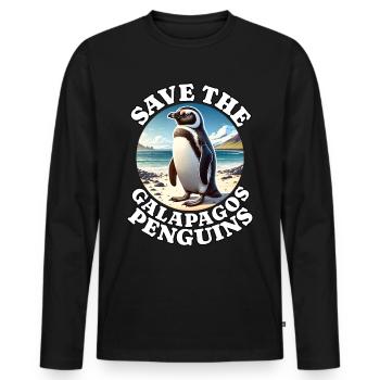 Galapagos Penguin - Men's Premium Organic Long Sleeve Shirt - black - Front - Nico (187cm)
