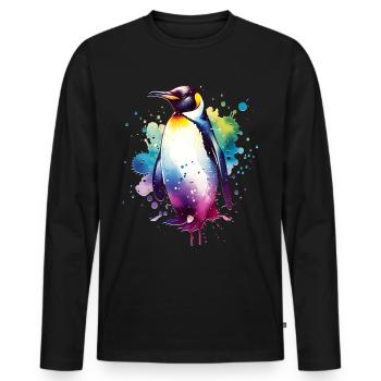 Manchot des Galápagos - T-shirt manches longues Premium bio Homme - noir - Devant - Nico (187cm)