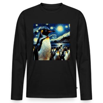 Pingouin des Galapagos Nuit étoilée - T-shirt manches longues Premium bio Homme - noir - Devant - Nico (187cm)