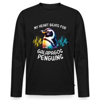 Galapagos Penguin Heartline - T-shirt manches longues Premium bio Homme - noir - Devant - Nico (187cm)