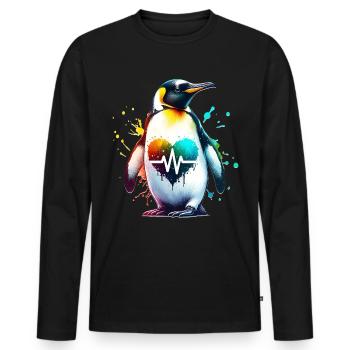 Galapagos Pinguin EKG - Männer Premium Bio Langarmshirt - Schwarz - Vorne - Nico (187cm)