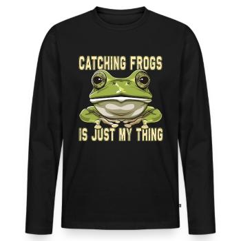 Frogs Catch Frog Hunter Frog Catcher - Men's Premium Organic Long Sleeve Shirt - black - Front - Nico (187cm)